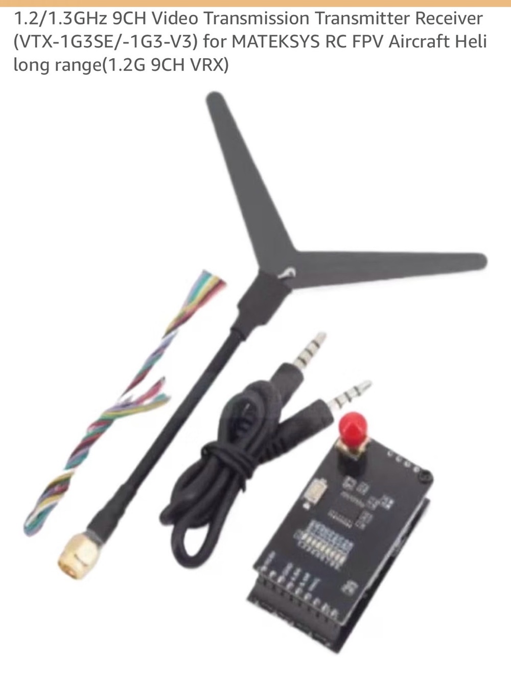 FPV Video Receiver Module with Tri-Leaf Antenna - Black